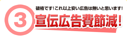 3.破格です！これ以上安い広告は無いと思います！宣伝広告費削減！